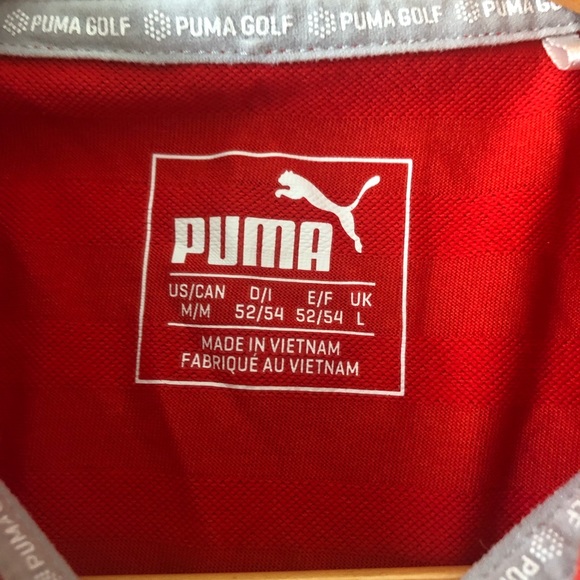 Puma Golf Mens Polo DryCell Athletic Short Sleeve Shirt Red Striped Size Medium - Picture 9 of 10